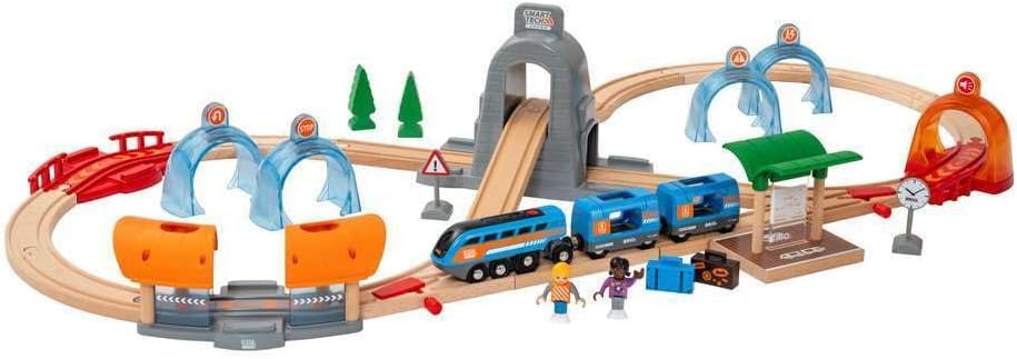 BRIO Smart Tech Sound DX Set [37 Pieces] 33972, Ages 3+ [Toy, Wooden Toy, Wooden Rail, Rail Set, Gift (Birthday/Christmas)]