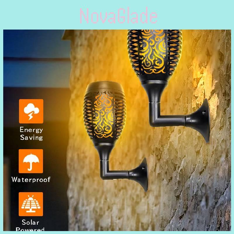 Outdoor Solar Flame Light Led Wall Torch Decoration For Patio And Garden Eu Certified