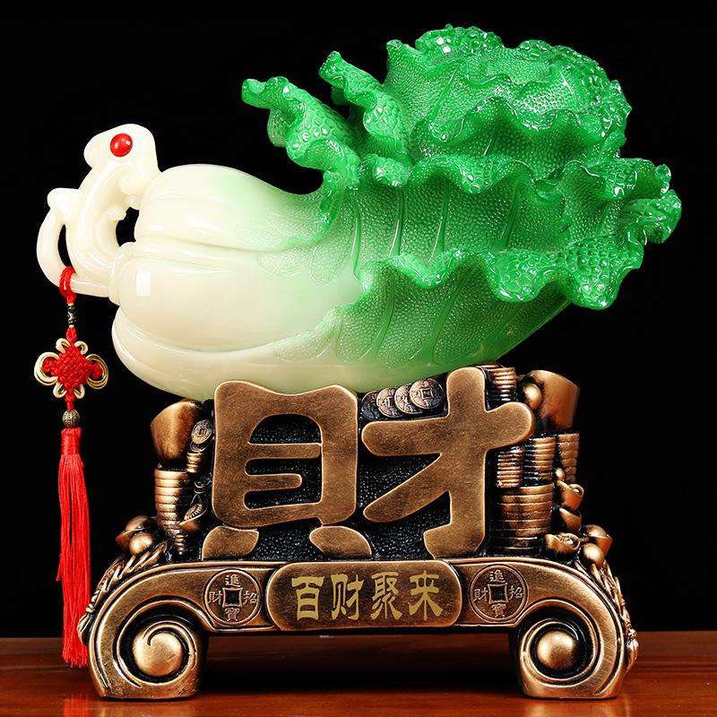 Feng Shui Jade Cabbage Ornaments Home Decoration Crafts Entrance Shop Opening Furnishings Lucky Office Living Room Gifts