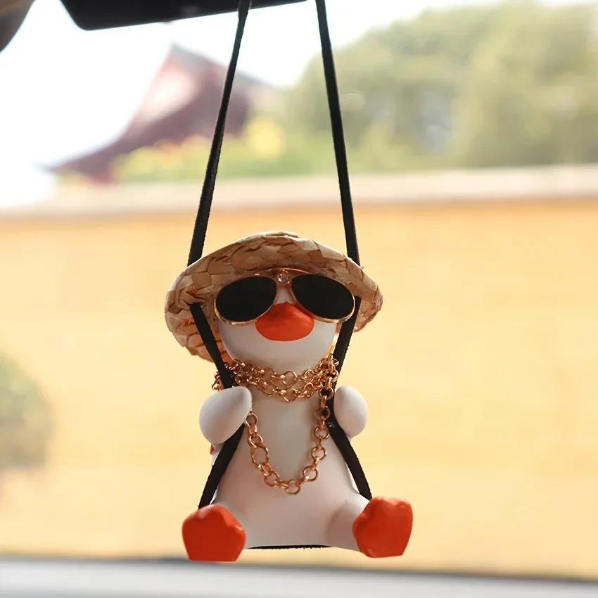 Auto-Anhänger, niedliche Anime-kleine Ente, Schaukel, Auto-Rückspiegel, hängende Ornamente, Innendekoration, Zubehör für Mädchen, Geschenke