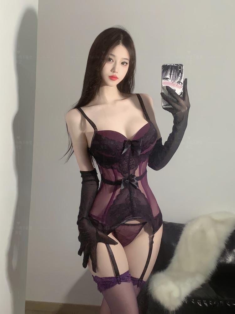 Red Sexy Christmas Lingerie Women See Through Bodysuit Open Bra Tights Erotic Anime Cosplay Hollow Costumes Crotchless Jumpsuit