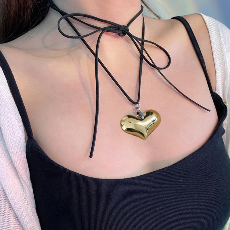 Simple Love Heart Aesthetic Necklace Fashion Simple Clavicle Chain Women Girls Wedding Jewelry Party Birthday Gift