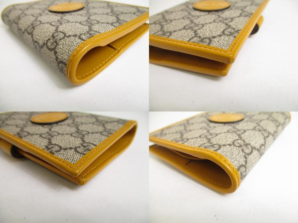 Authentic GUCCI GG Supreme Orchre Leather Passport Holders #a370   Refurbished