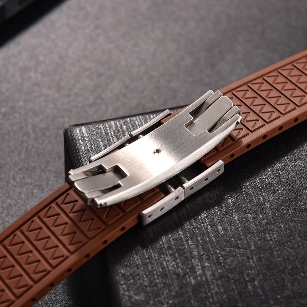 Premium Grade Curved End CTS FKM Rubber Watch Band 20mm 22mm Quick Release Butterfly Buckle Waterproof Soft Flexible Diver Style
