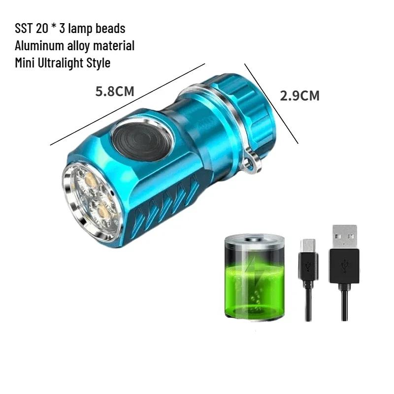 3*LED Μίνι Υπερ Φωτεινός Ισχυρός Φακός LED Επαναφορτιζόμενος USB 18350 Υπερ Φωτεινός Φακός Κράμα Αλουμινίου για Κάμπινγκ Ορειβάτη