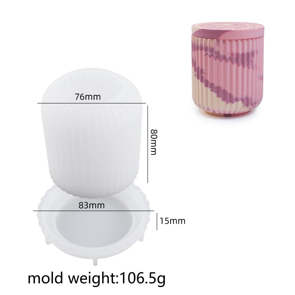

Round Stripe Candle Jar Silicone Mold DIY Handmade Storage Box Pen Holder Plaster Cement Vase Crafts Casting Molds Home Decor