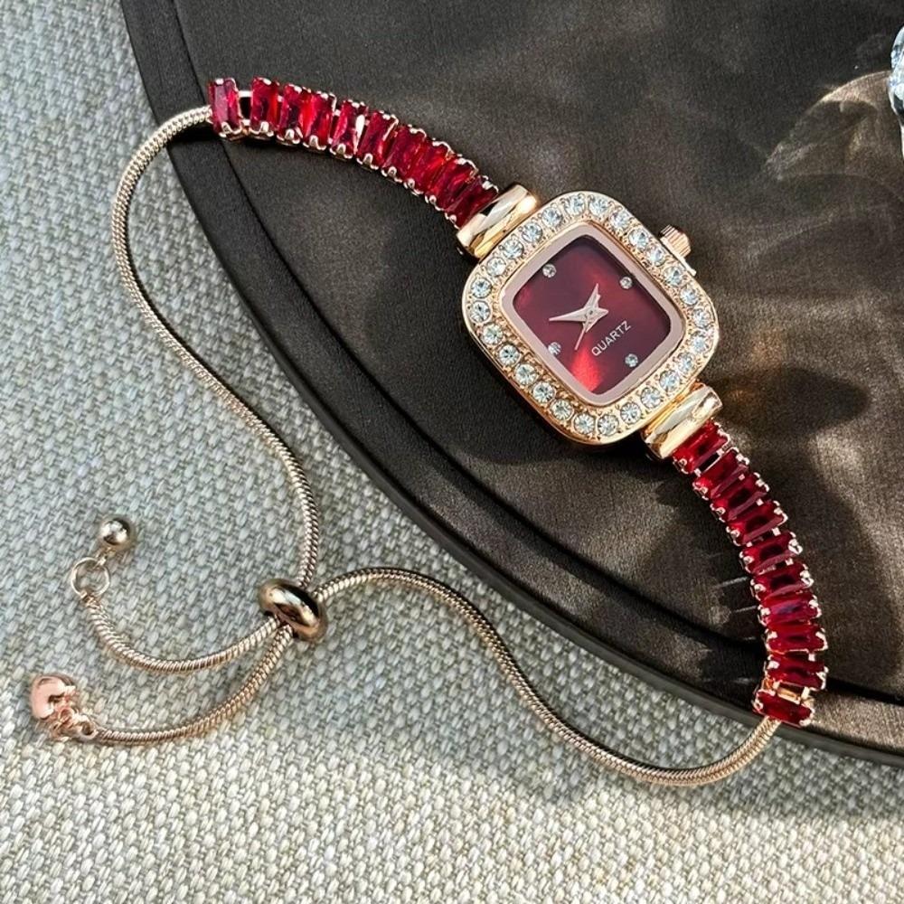 Inlaid Zircon Women s Bracelet Flexible Pull Out Square Alloy Case Women Wristwatch Simple with Diamond Dial Quartz Watch