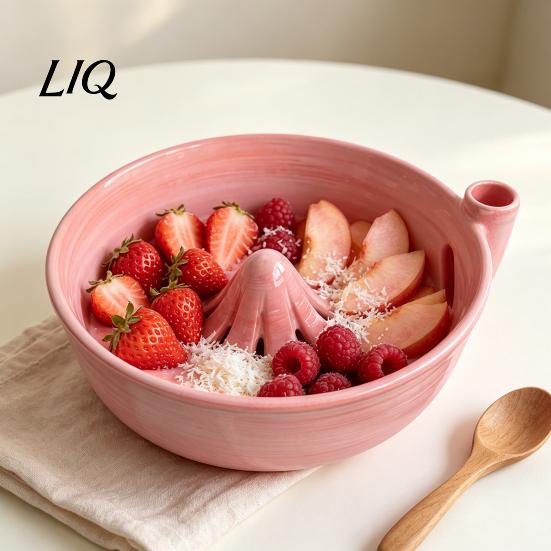 Self Cleaning Ceramic Produce Bowl Berry Rinsing with Integrated Drain, Vortex Automatic Fruit Washer Colander, Efficient for And Vegetable