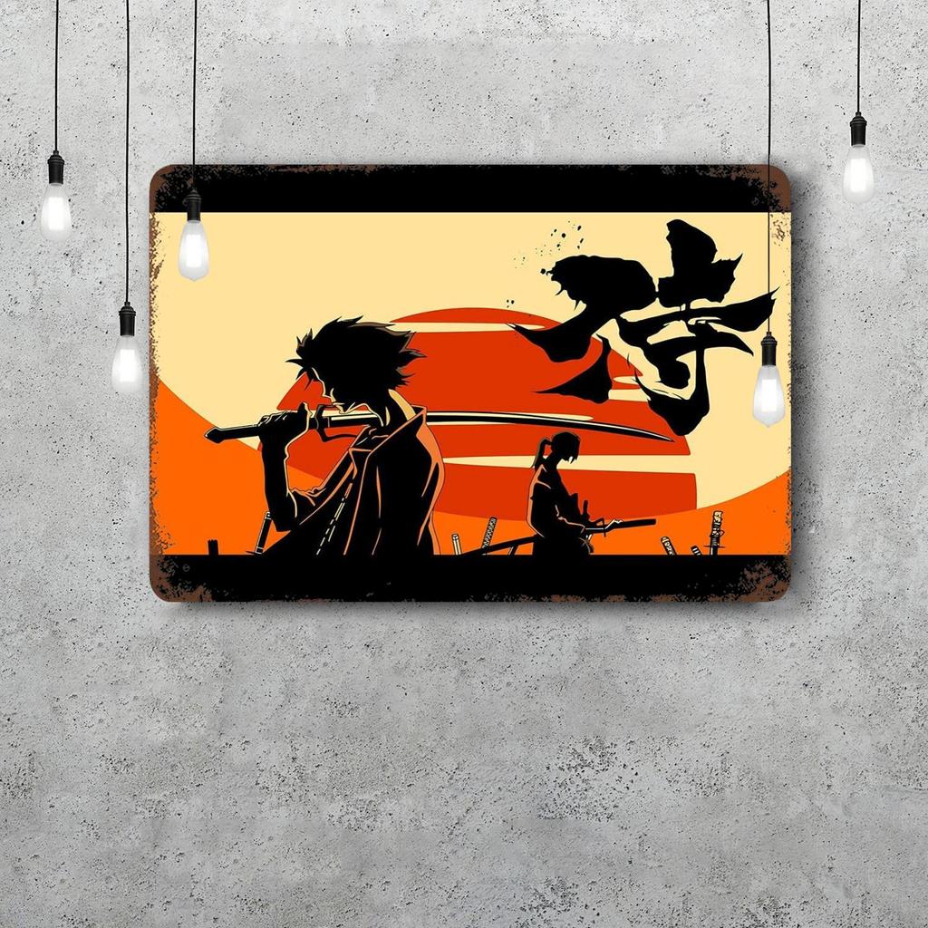 Samurai Warrior Vintage Metal Tin Signs Posters Decor Retro Metal Plaque Wall Art Decor for Garage Bar