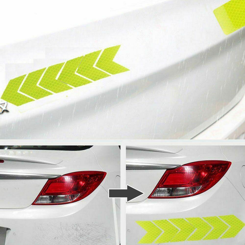 10Pcs Car Sticker Reflective Arrow Sign Tape Warning Safety Sticker for Car Bumper Trunk Reflector Hazard Tape Car Accessories