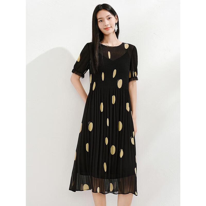 JUZI ANNACAU Elegantes Zweiteiliges Kleid Set mit Polka Dots aus Kunstseide