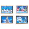 Mini Framed Christmas Pictures Wooden Xmas Scenes Decorations Miniature Framed Christmas Ornaments for Festive Decor DIY Craft