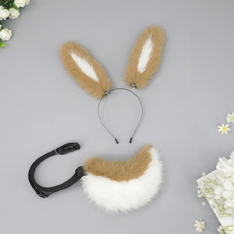 Bandeau Oreilles de Lapin Queue d'Animal Faite à la Main Headwear Oreilles de Lapin Longues Accessoires Cosplay Anime Queue de Lapin