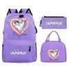 Animation Cartoon Printing Student Trend Large Capacity Backpack Casual School Bag Meal Bag Pencil Bag Three-piece Set