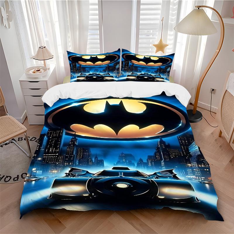 

3pcs Batman Bedding Set, Soft Polyester Duvet Cover and Pillowcases Machine Washable Seasons all suitable & Guest Room Decor276 135x200cm