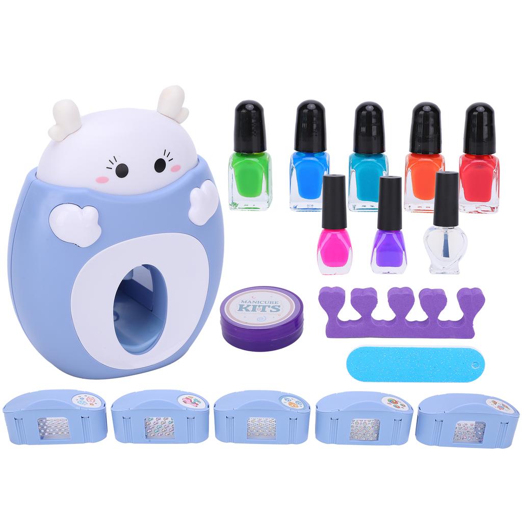 Předstíraná hra Dětská sada stroje na nehtové umění pro dívky Sada laku na nehty a razítkovací sady na nehty Manikúrní hračka Modrá
