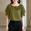 ZANZEA Blusa casual larga da donna con scollo quadrato, maniche corte e balze
