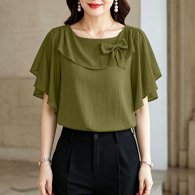 ZANZEA Women Square Collar Loose Casual Ruffles Short Sleeve Blouse S