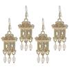 Chinese Style Earrings Pavilion Shaped for Decoration 4Pairs Dangling Earrings