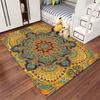 Mandala Pattern Carpet with Boho Star Design, Yellow and Red Tones Suitable for use as an anti-slip for living room bedroom sofas