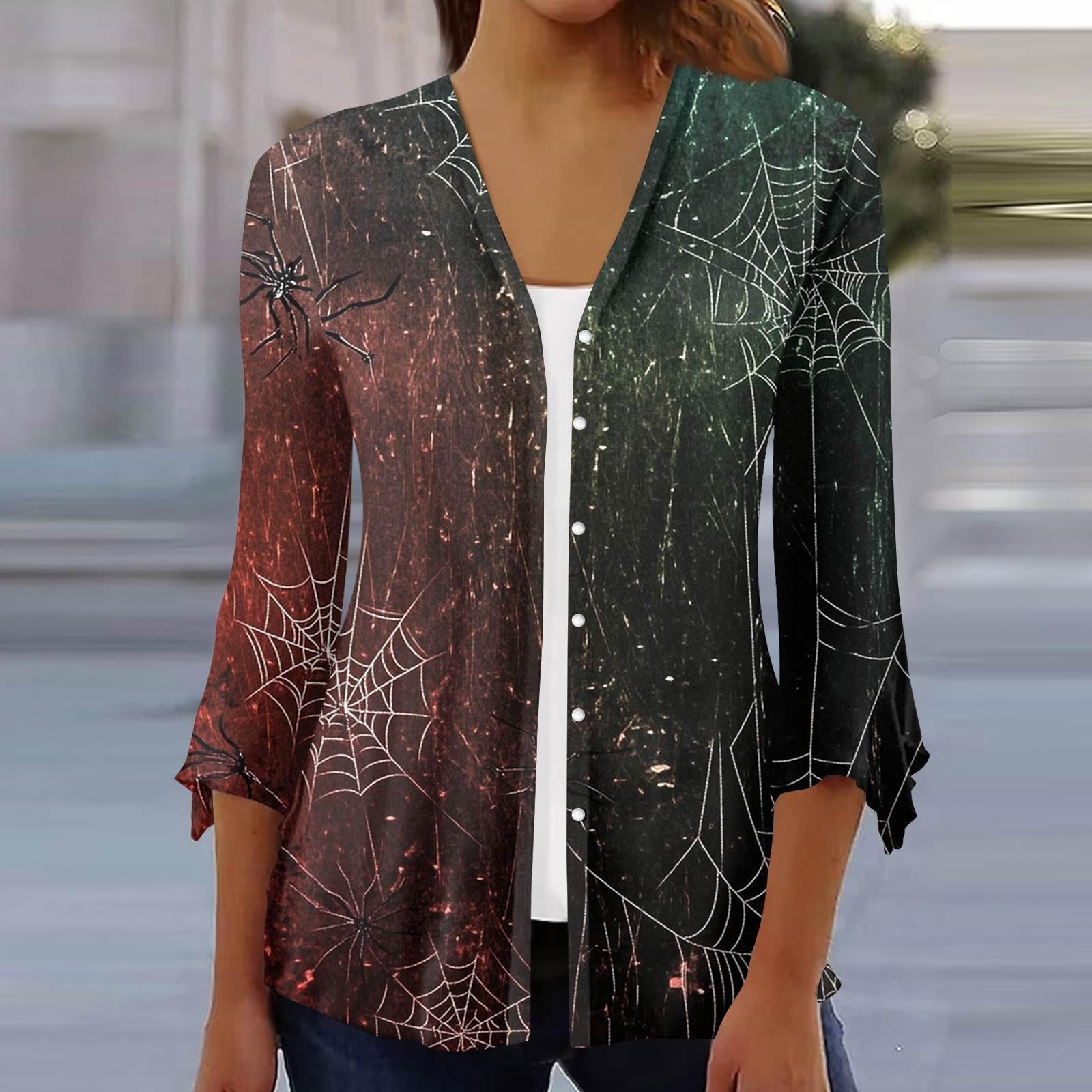 

Женский свободный повседневный кардиган-топ с принтом и рукавами семь восьмых на пуговицах XL винный