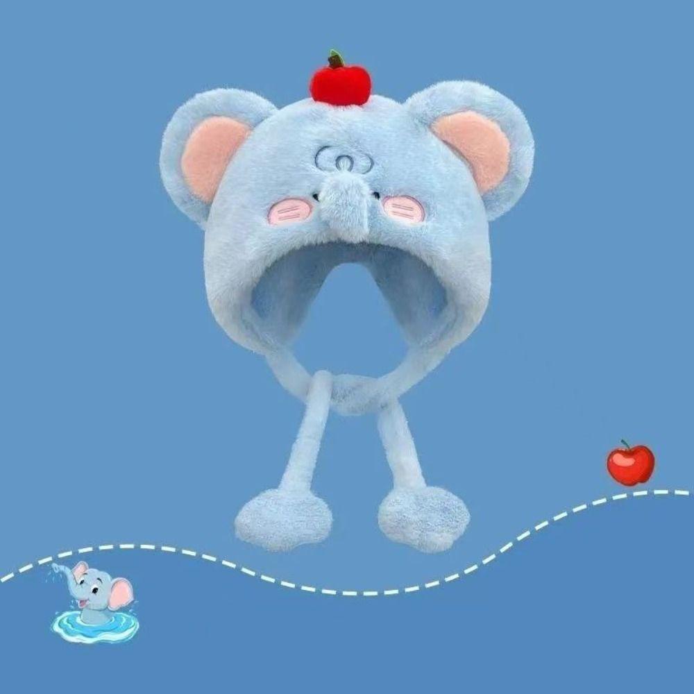 Cartoon Elephant Warm Hat Korean Style Plush Pullover Hats Fashion Ear Protection Hat Women