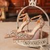 Elegant Rhinestone One-Strap Glitter High Heels – Perfect for Weddings and Banquets