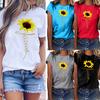 Kurzarm-T-Shirt-Blusenoberteile mit Sonnenblumen-Print für Damen in Übergröße