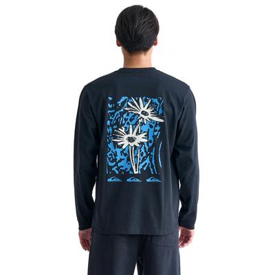 Quiksilver Men's Streetwear Floral Print Regular Fit Long Sleeve T-Shirt, Black