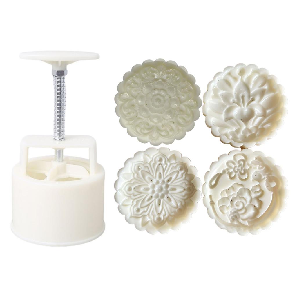 Plastic Mooncake Stamp Cute Flower Shape Mooncake Mold Festival DIY Hand Press Mooncake Cutters Pastry Decorating Gadget