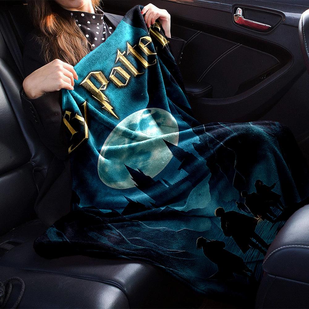 1pc Harry Potter Moonlight Journey Flannel Blanket Soft Warm Throw for Home, Office, Travel, All-Season Cozy Bedding GiftL1079