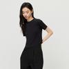 2026 Spring/Summer Fashion Simple Black Shoulder Round Neck Short sleeved T-shirt Casual Versatile Letter Short Top