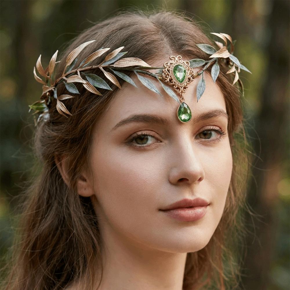 Leaf Wreath Elf Headband Simulate Tree Leaves Forest Garland Tiara Floral Headband  Flower Fairy
