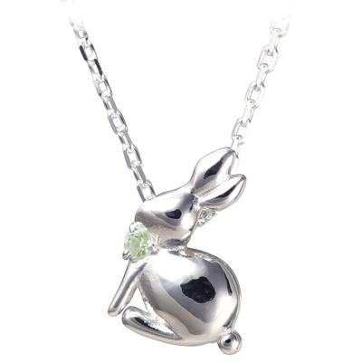 Necklace Rabbit Motif Silver Selectable Birthstone [Future Angel] Women's (August Peridot)