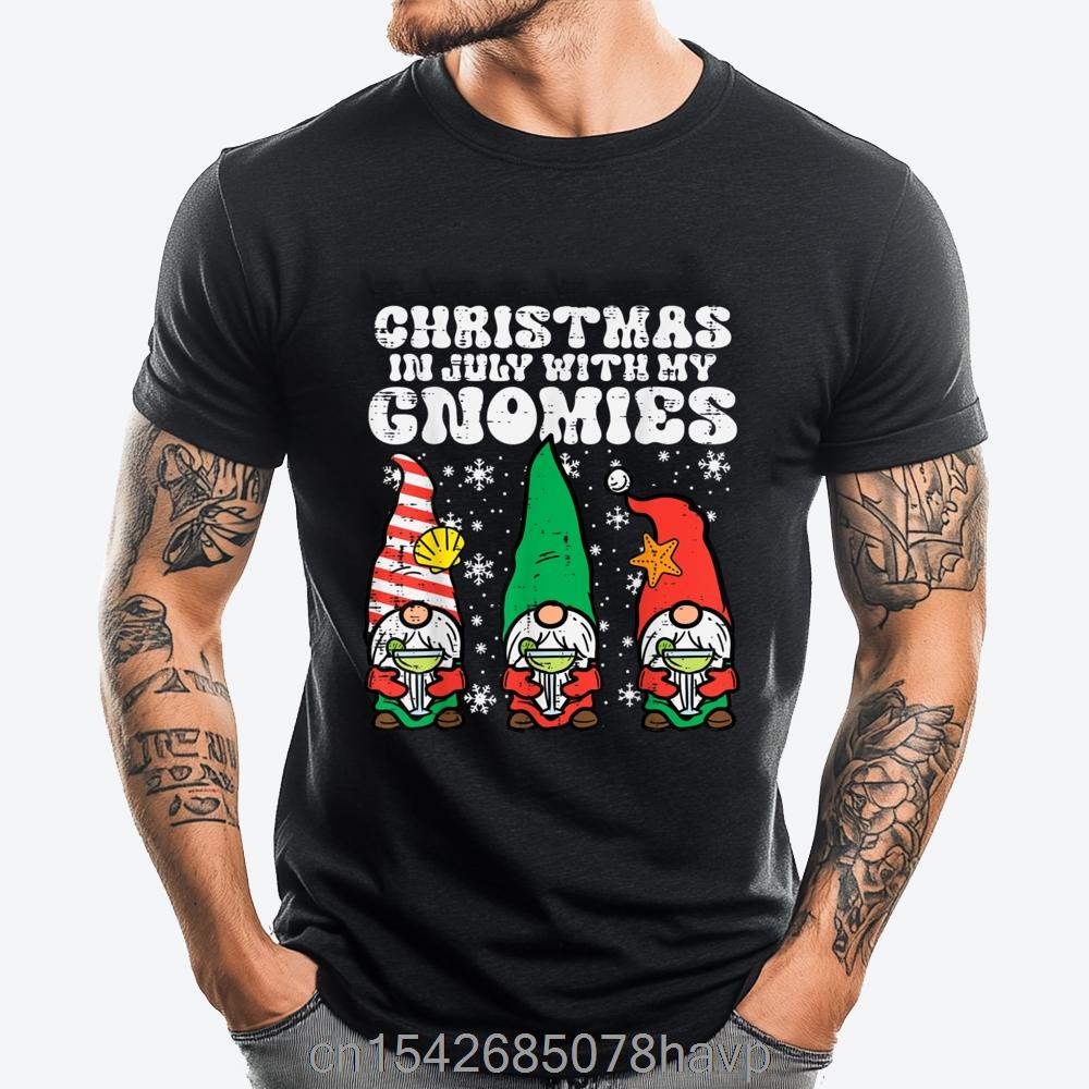 Loose Printed T-shirt Christmas In July Flamingo Trailer Summer Xmas Camp Camper Graphic Tees Casual Wear