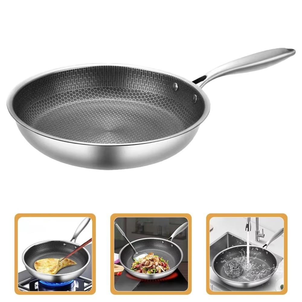 26/28/30cm Frying Pan Stainless Steel Steak Cooking Pot Durable Honeycomb Pot  Gas Induction Cooker