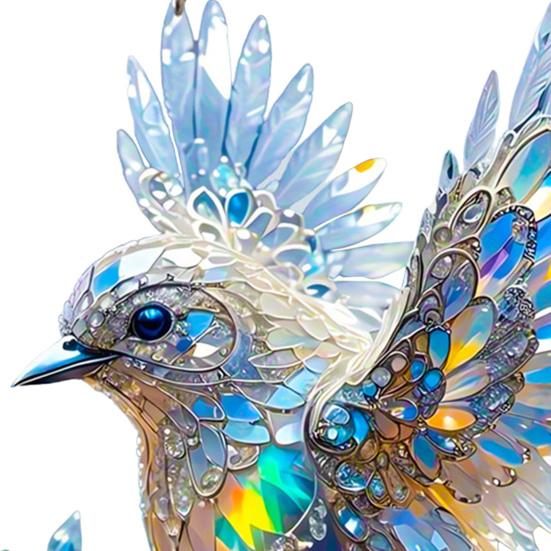 Yousheng Bluebird Hanging Decoration Stained Glass Art Bird Ornament 2D Flat Acrylic Pendant for Window Wall Home Garden Decor