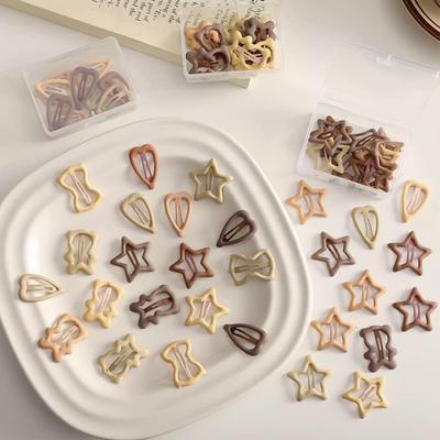 Coffee Colored Bangs Small Hair Clip Women Children with Broken Small Headwear Cute Babies with Star Shaped Hair On The Side