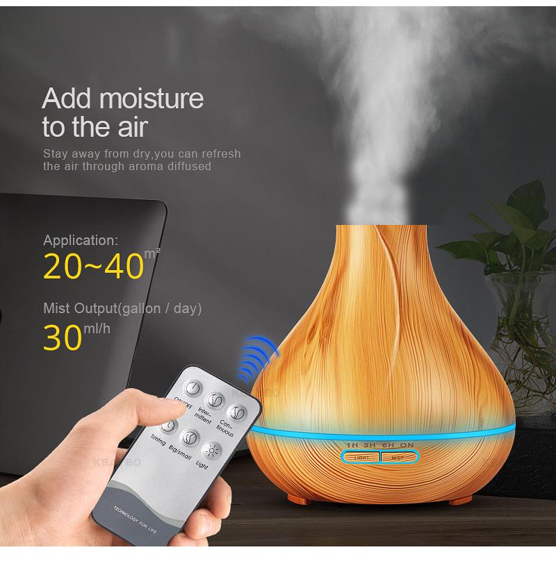 Wood Grain Ultrasonic Aromatherapy Night Light Humidifier