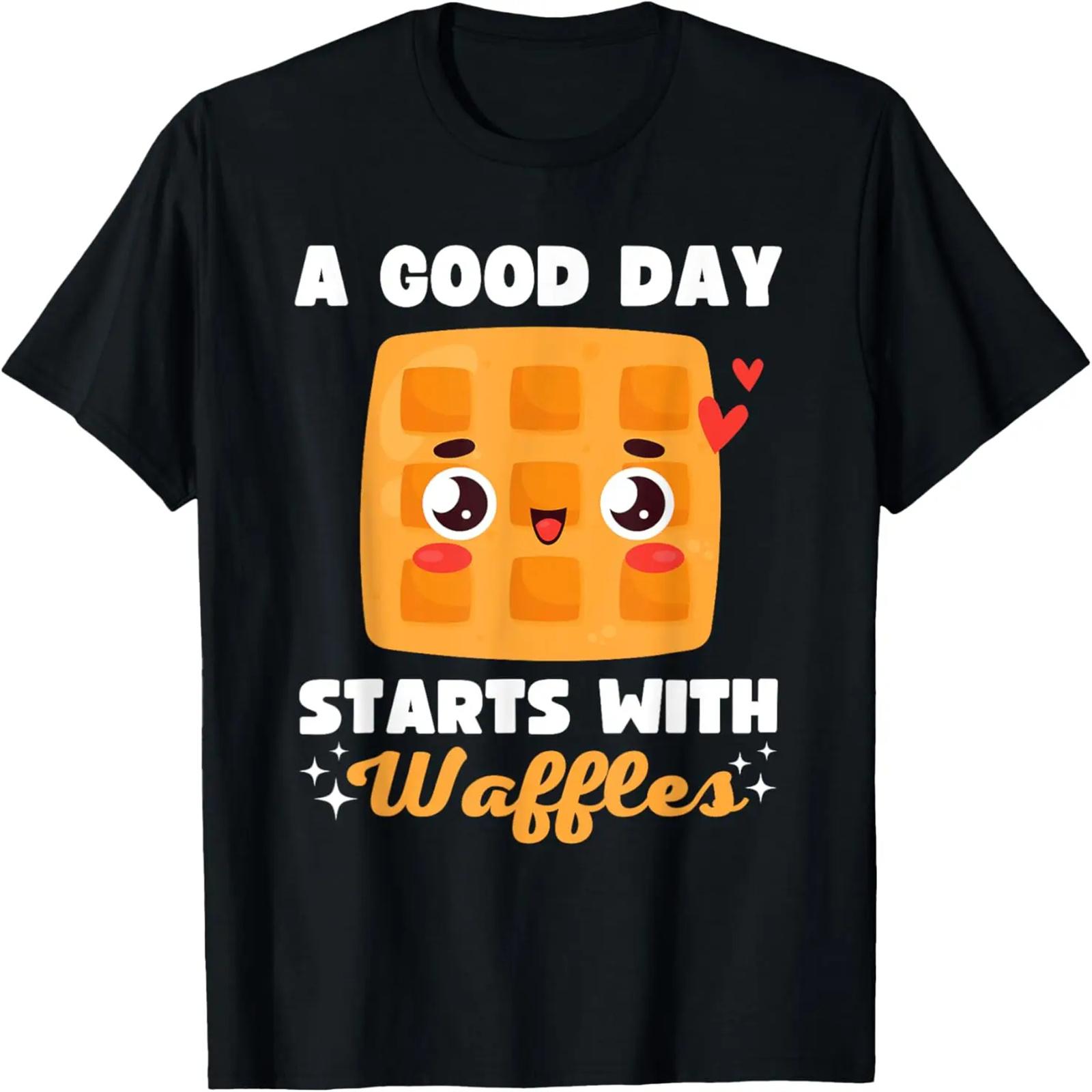 A Good Day Starts With Waffles Breakfast Waffle Food Lover T-Shirt S
