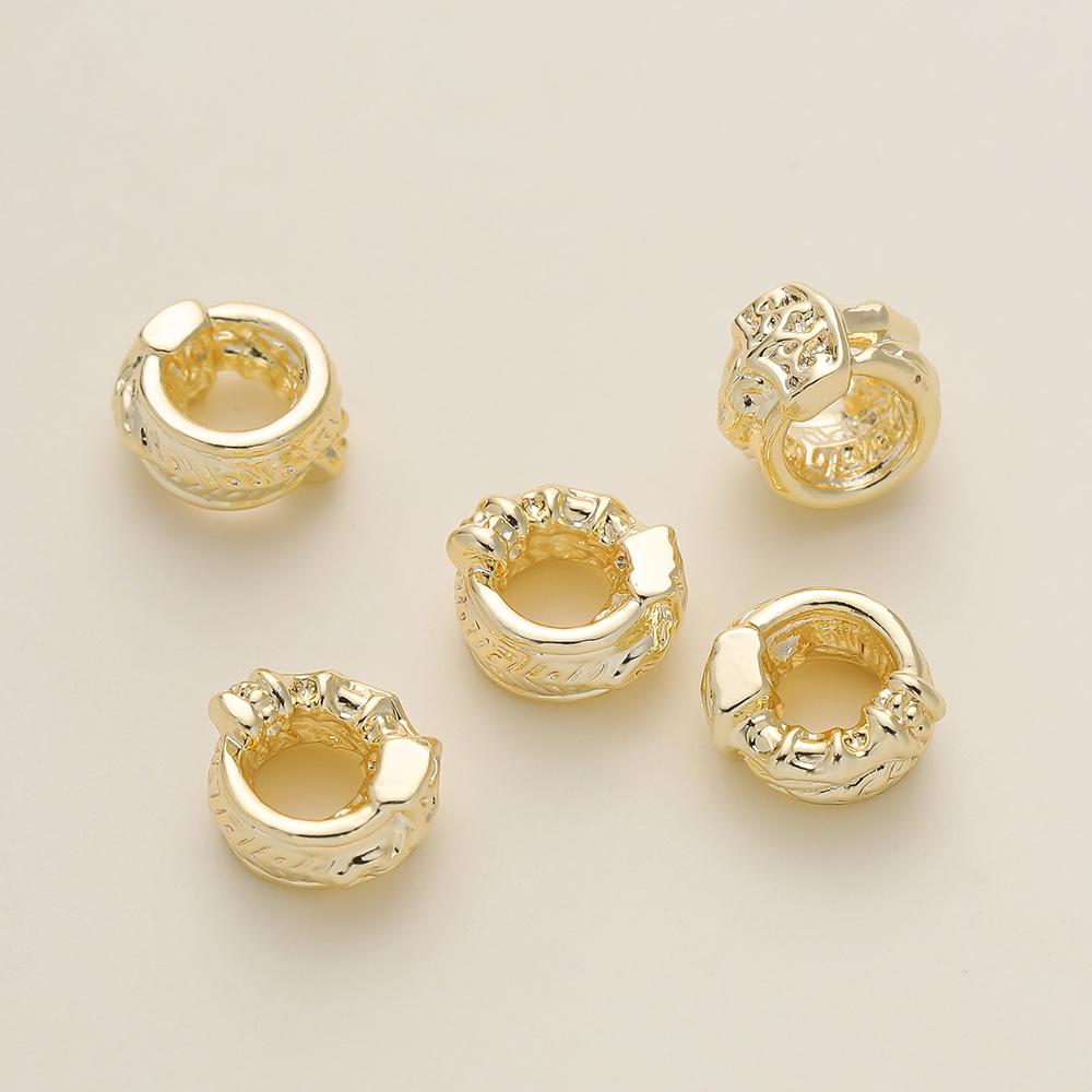 2Piece/Pack 14/18k Gold Color Plated 7.5*9mm Big Hole Spacer Beads for DIY Jewelry Making Bracelet Necklace Accessories