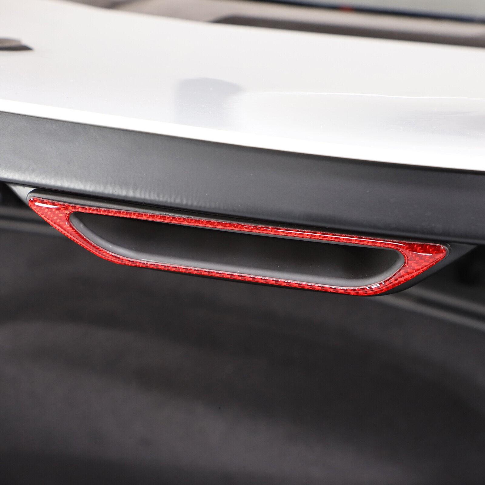 For Corvette C8 -23 Red Carbon Fiber Engine Compartment Handle Sticker Trim