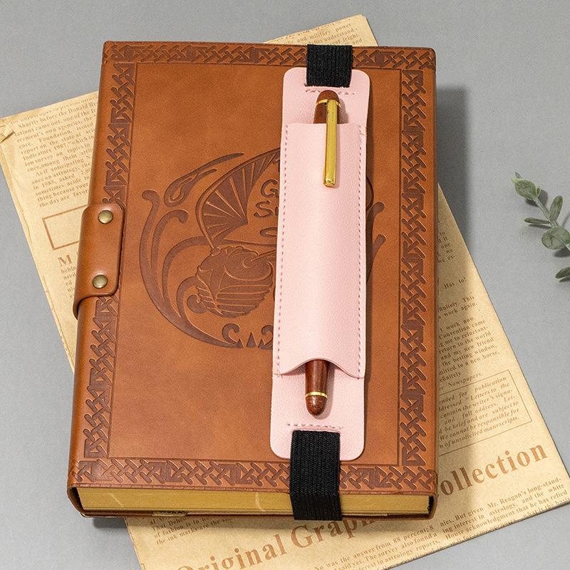 Portable PU Leather Pen Holder with Elastic Band for Single Fountain or Ballpoint Pen