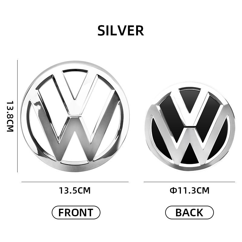 

2026 Hot For VW VOLKSWAGEN 2Pcs Chrome Car Front Radiator Grille Emblem 137MM+Rear Trunk Lid Badge 115MM Auto Emblem For Volkswa