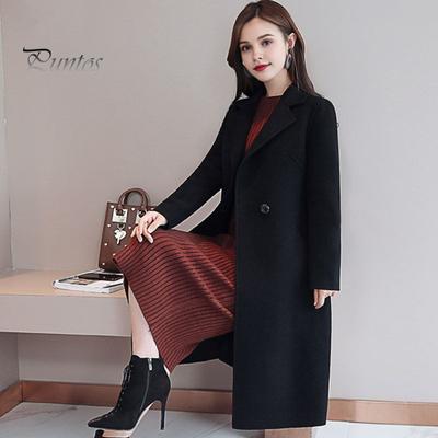 Giacca da donna con colletto rovesciato, tasche, tinta unita, doppiopetto, vestibilità ampia, soprabito termico, maniche lunghe, pendolarismo, appuntamenti, primavera, autunno, inverno