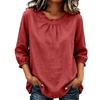 Women's Round Neck Three-Quarter Sleeve Ruffled Blouse for Casual Wear