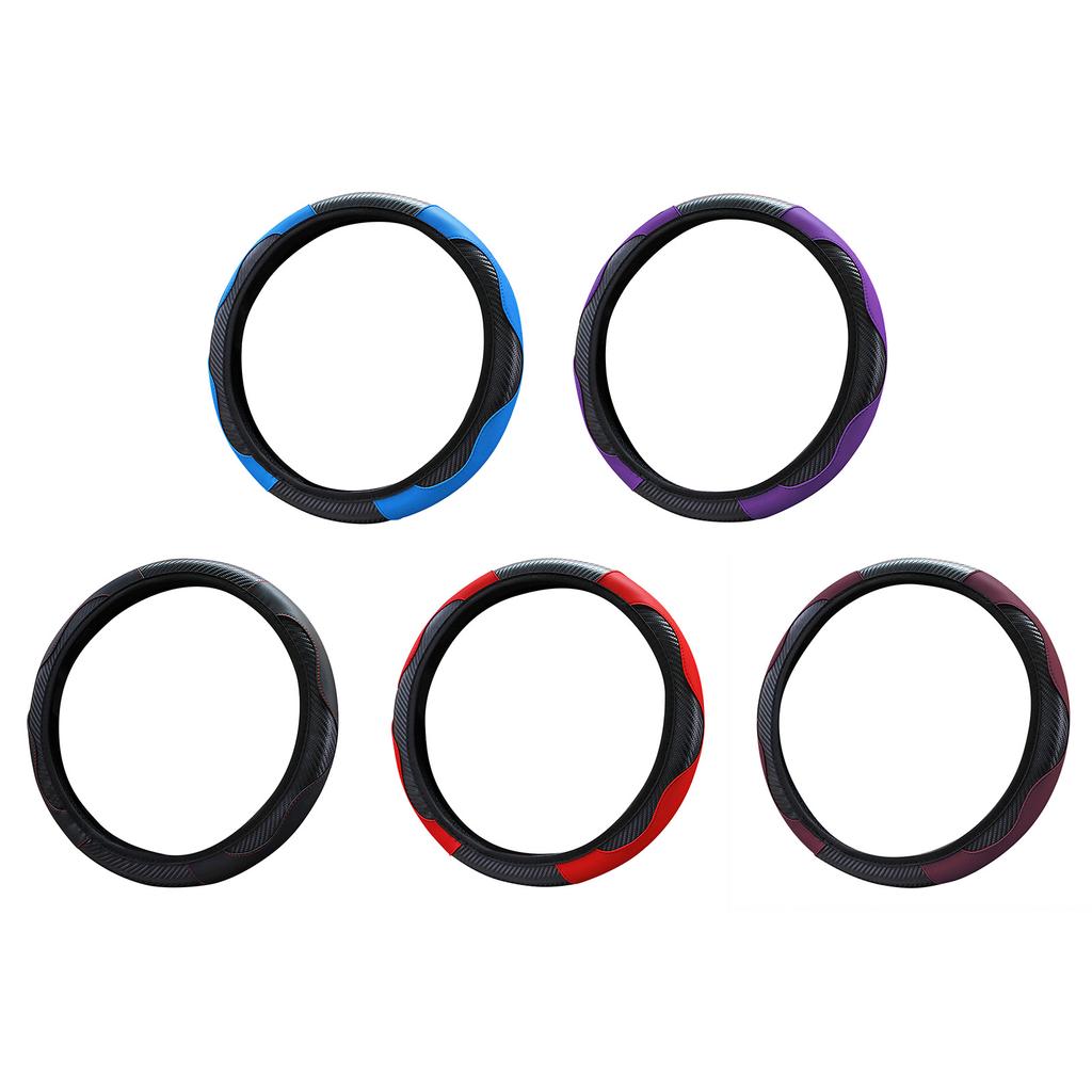 38CM Steering Wheel Cover Carbon Fiber Elastic Handle Sleeve Non Slip Steering Wheel Cover for Car Steering Wheel Cover
