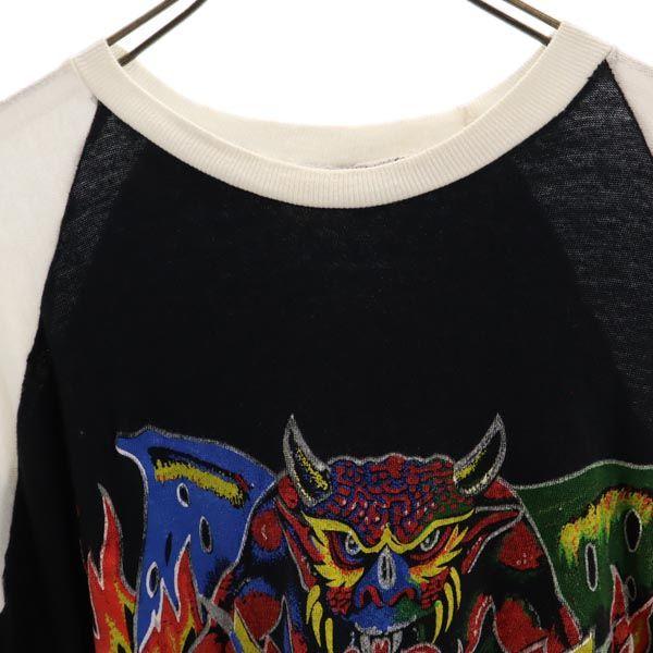 70s Old vintage Double-sided painting print Short sleeve Paki cotton T-shirt Men's Used