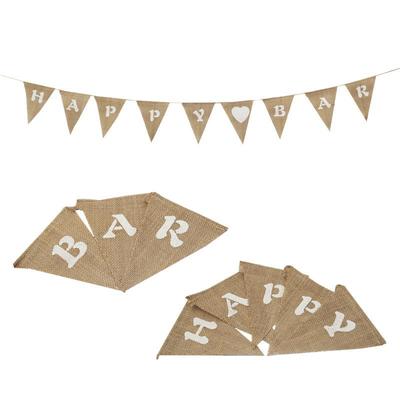 HAPPY BAR Sackleinen Wimpel Banner Wimpel rustikale Hochzeit Dekor