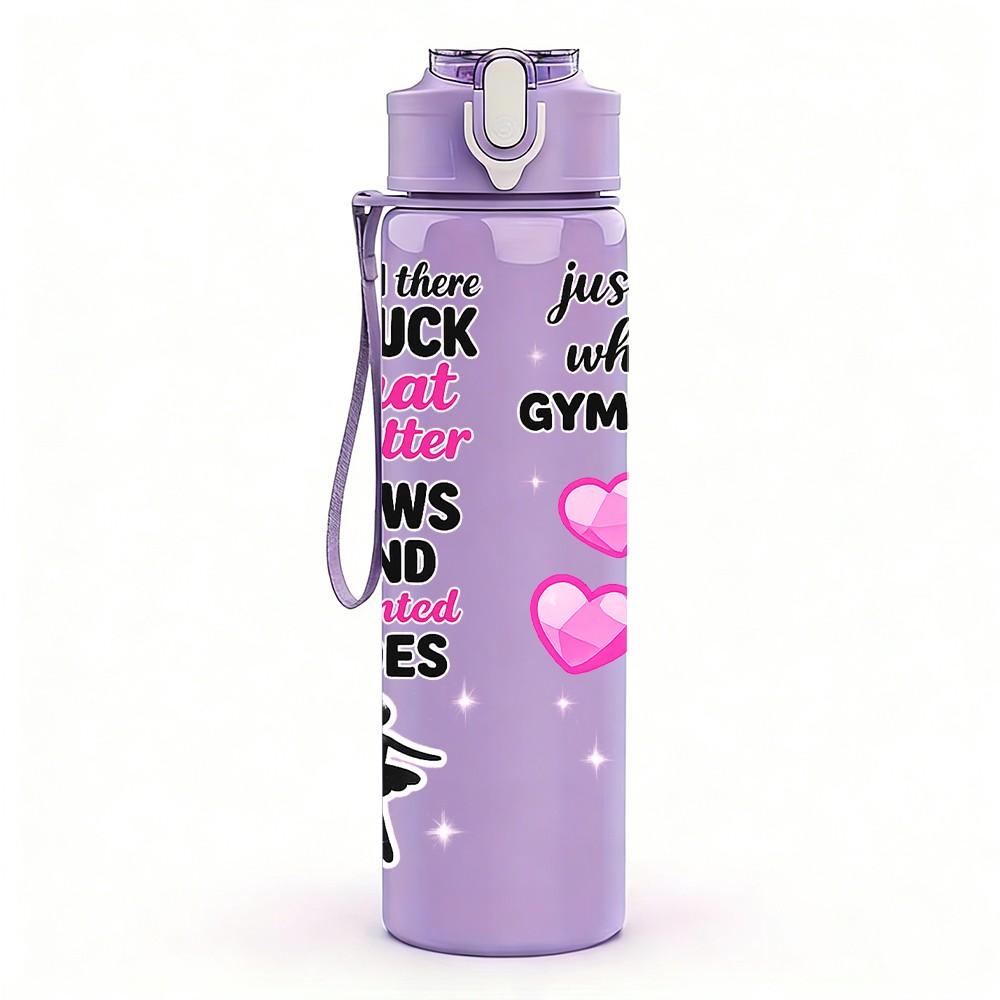 1PC Gymnastics Girl Sport Quote Print 750ml Color Plastic Sports Water Bottle Leakproof Flip Straw Lid Suitable for Sports Office Home Use